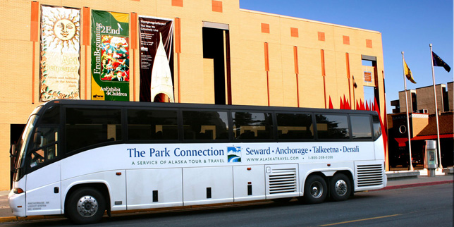 Comparing the bus, rental car and Alaska Railorad.