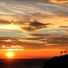 Alaska Train sunset on Turnagain Arm. 