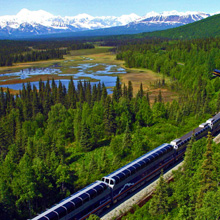 Northbound  train with McKinley in the background. 