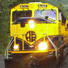 Alaska Railroad locomotive reflection. 