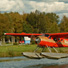 Float plane departs Lake Hood in Anchorage.