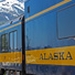Alaska Railroad train in Seward at depot. 