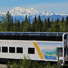The Wilderness Express with Mt. McKinley in the background. 